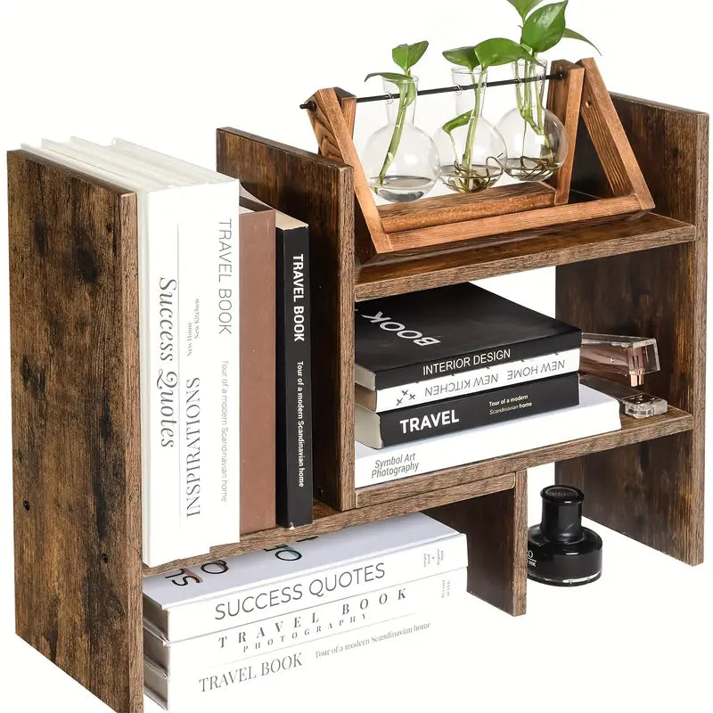 Eco-Friendly Wooden Desktop Organizer and Display Shelf