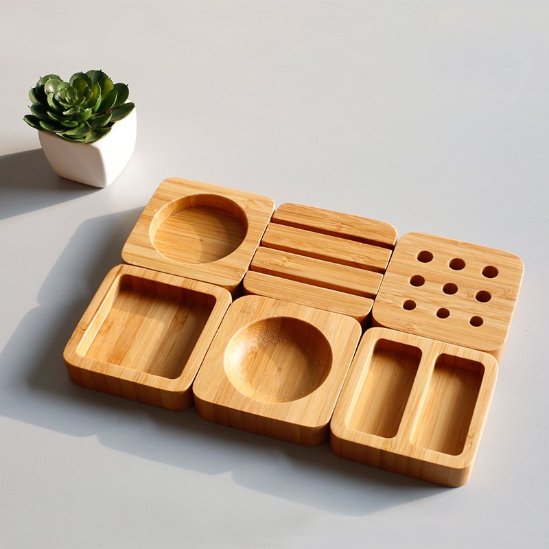 Modular Bamboo Desk Organizer Blocks – 6-Piece Set