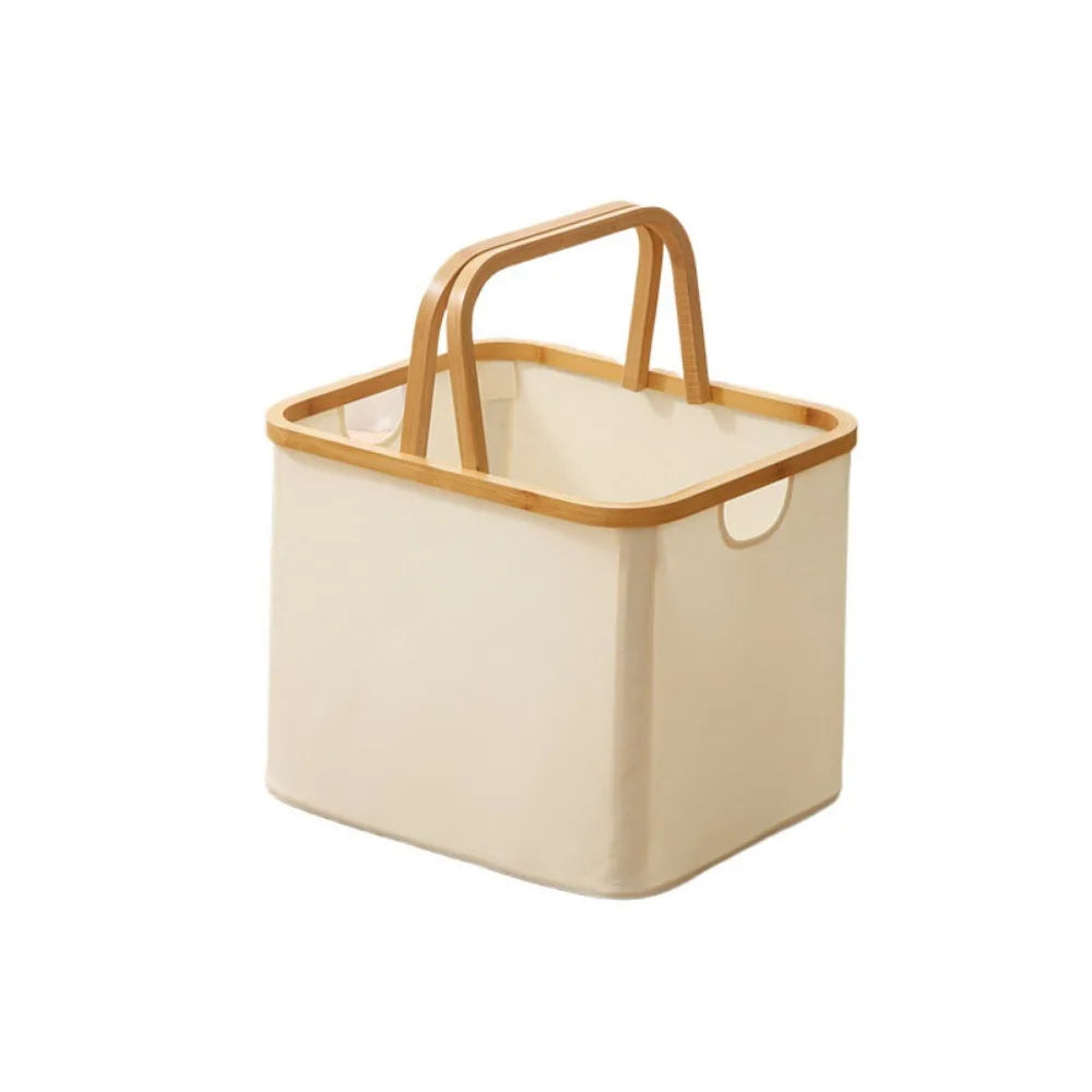 Collapsible Bamboo Laundry Hamper with Lid – Large Capacity, Foldable