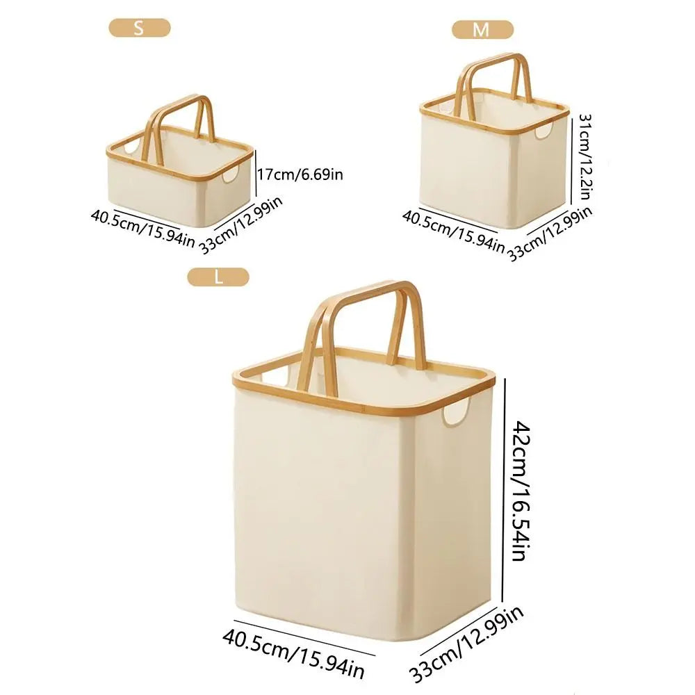 Collapsible Bamboo Laundry Hamper with Lid – Large Capacity, Foldable