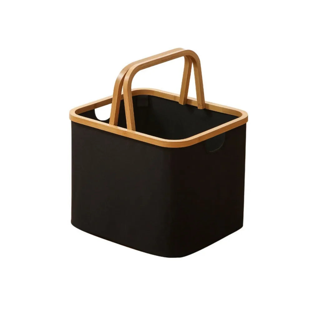 Collapsible Bamboo Laundry Hamper with Lid – Large Capacity, Foldable