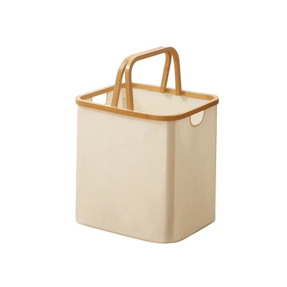 Collapsible Bamboo Laundry Hamper with Lid – Large Capacity, Foldable