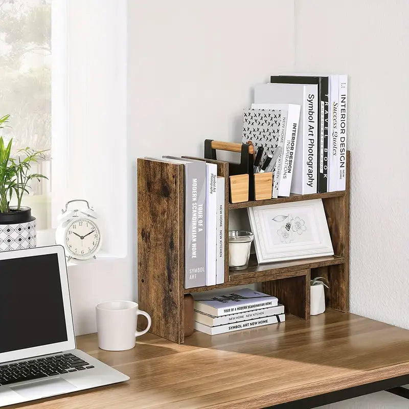 Eco-Friendly Wooden Desktop Organizer and Display Shelf