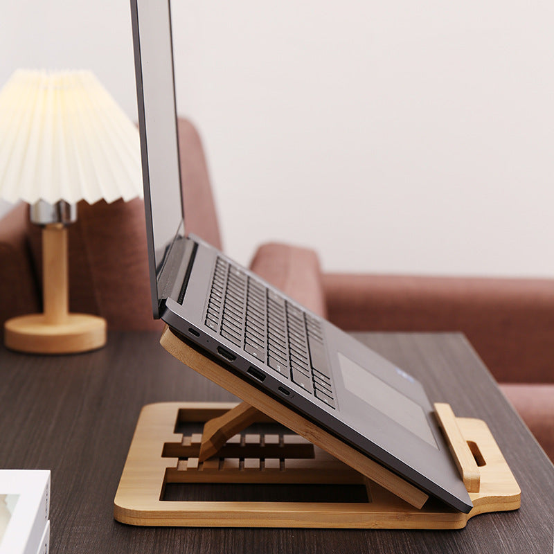 Foldable Bamboo Laptop Stand – Adjustable, Portable & Cooling